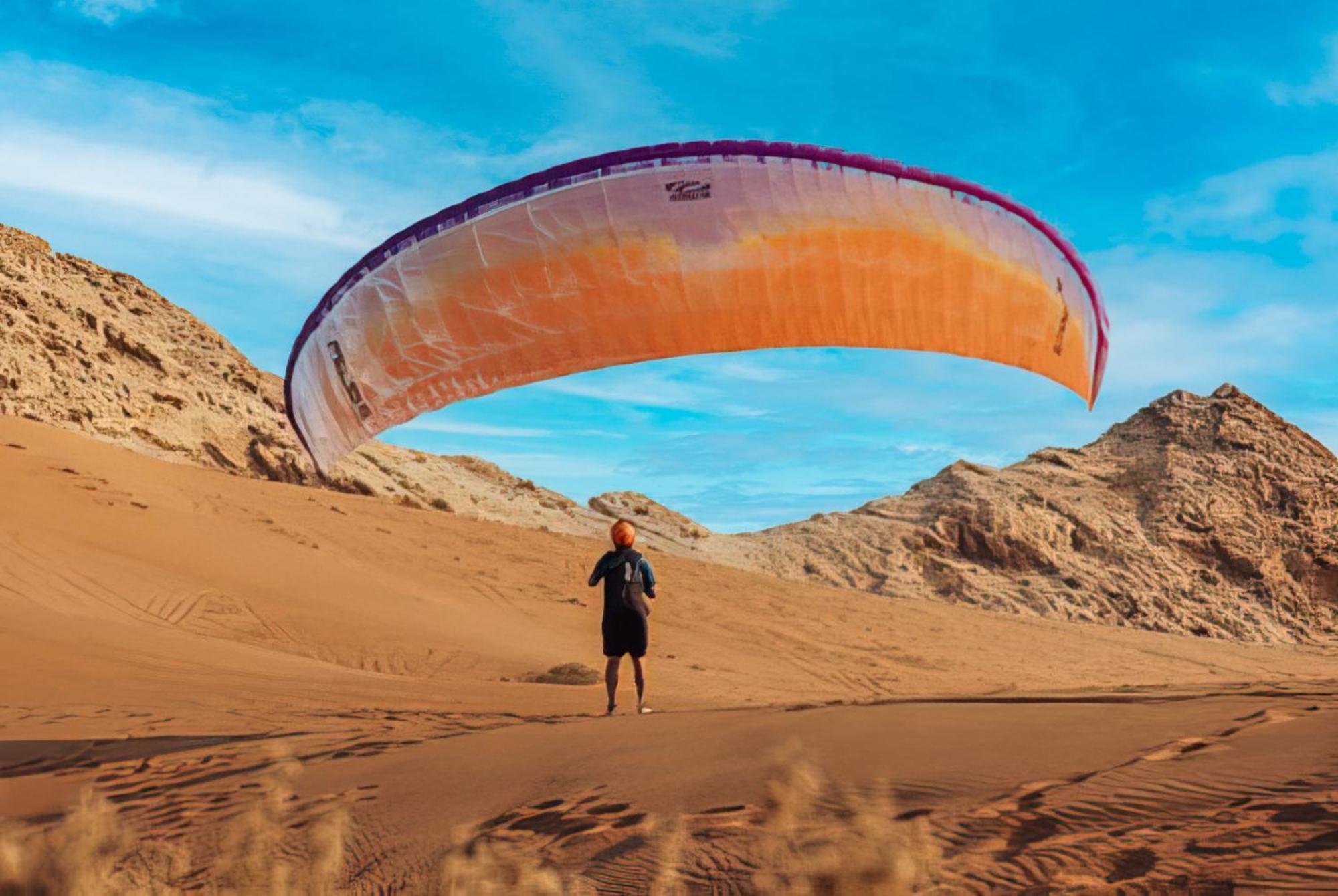 Hotel Al Badayer Retreat By Sharjah Collection Margham Exteriér fotografie Parachute landing on the dunes